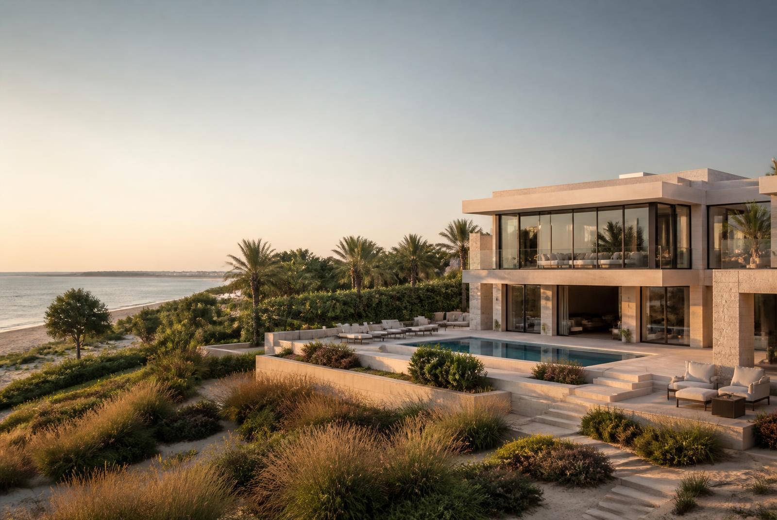 Moderne premium villa met zwembad en duinbeplanting nabij het strand op Saadiyat Island